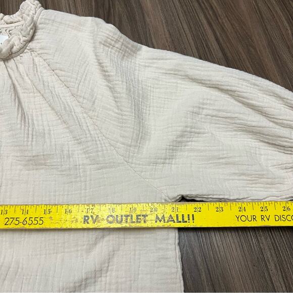 Anthro Sundays Alex Gauze Top 2 Women Cottagecore Coastal Grandmacore Natural - Picture 6 of 9